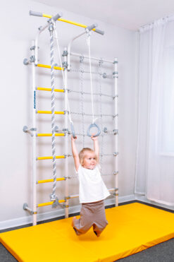 wall mounted pull up bar for children silver yellow