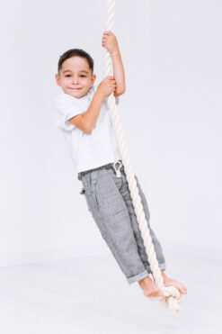 gym climbing rope white kid