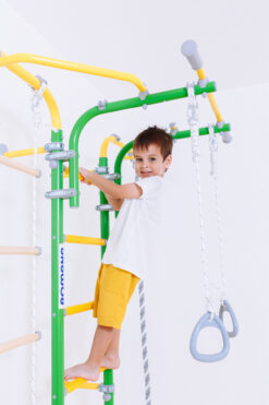 wall mounted pull up bar for children  metal green