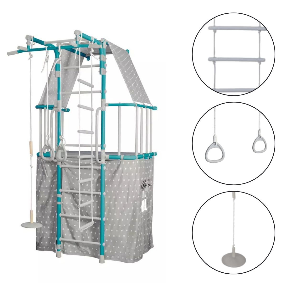 Sprossenwand-Spielturm Indigo Pastell