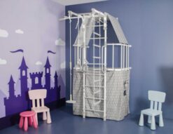 gymnastic wallbars with playgouse indigo pastel in room