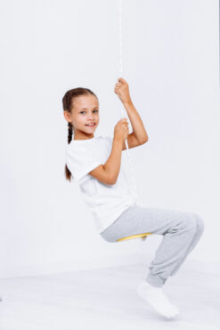 wooden disk swing seat yellow kid