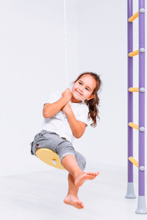 wooden disk swing seat yellow kids