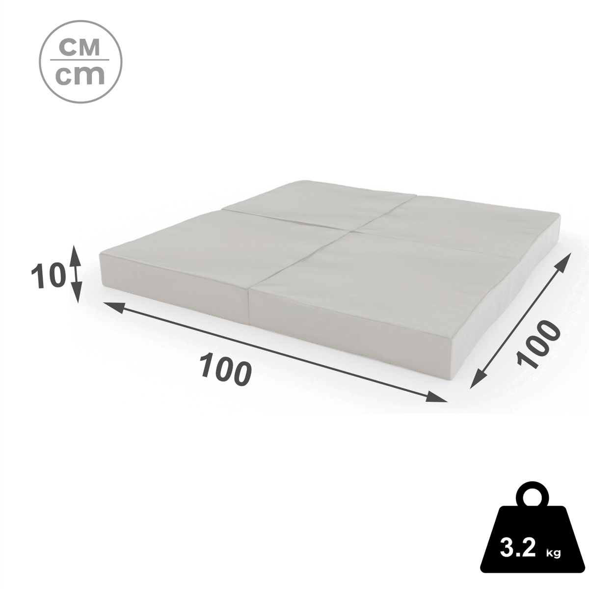 Gymnastikmatte 100x100x10 cm vierteilige Komet5