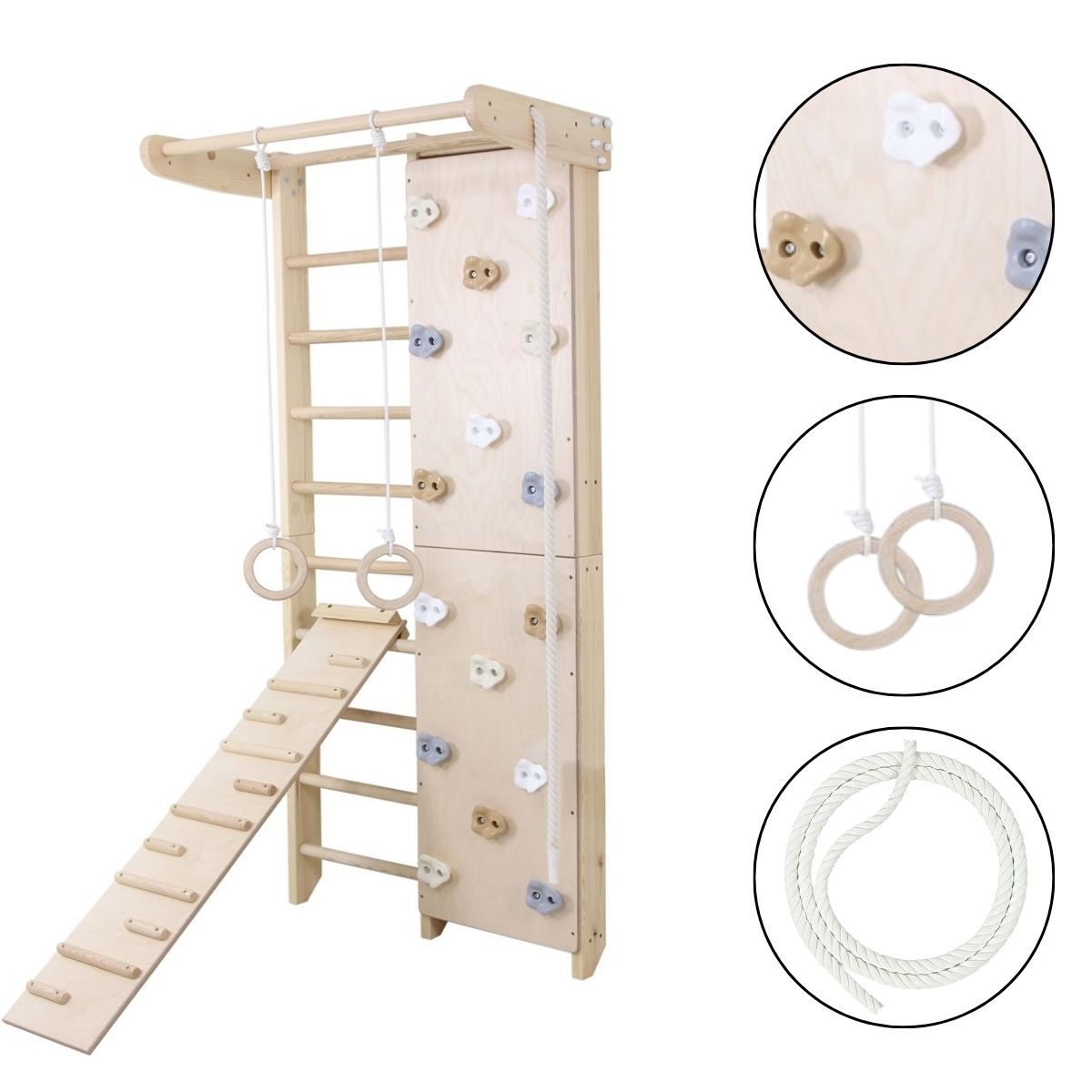 MONKEY GYM Sprossenwand Mit Klimmzugstange – Aus Kiefer, Weiß & Holz – Für Kinderzimmer & Indoor-Fitness, Bis 100 Kg Belastbar MONKEY GYM Sprossenwand Mit Klimmzugstange – Aus Kiefer, Weiß & Holz – Für Kinderzimmer & Indoor-Fitness, Bis 100 Kg Belastbar