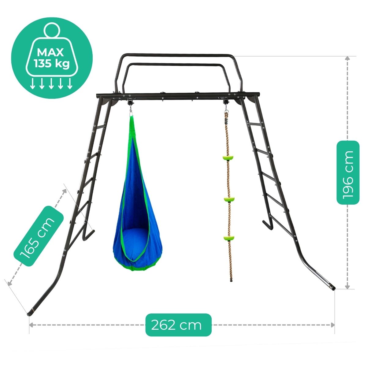 Klettergerüst für den Garten M-Bars Kids - Hängesitz, Gymnastikseil – Bild 16