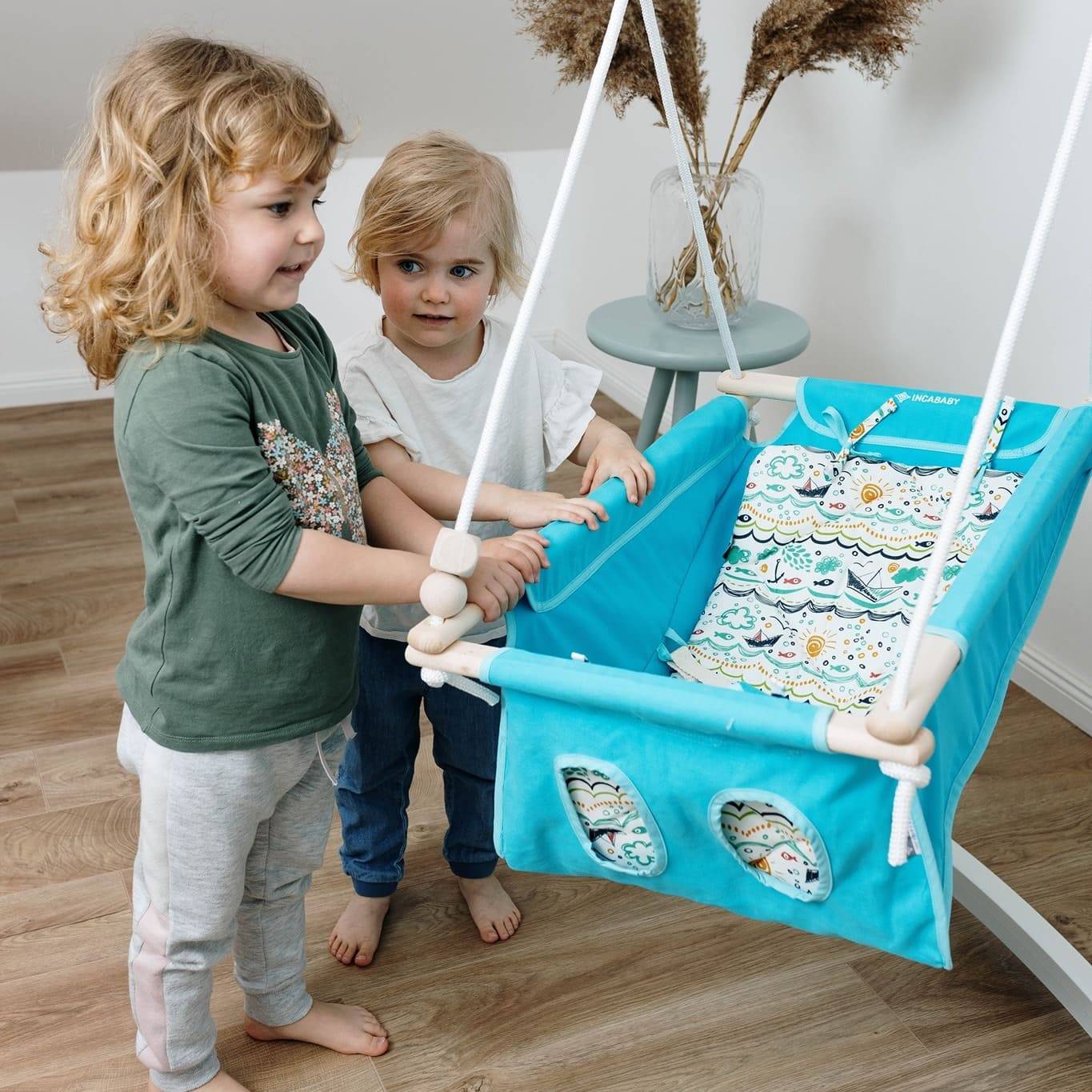 Babyschaukel Baby Blau – Bild 4