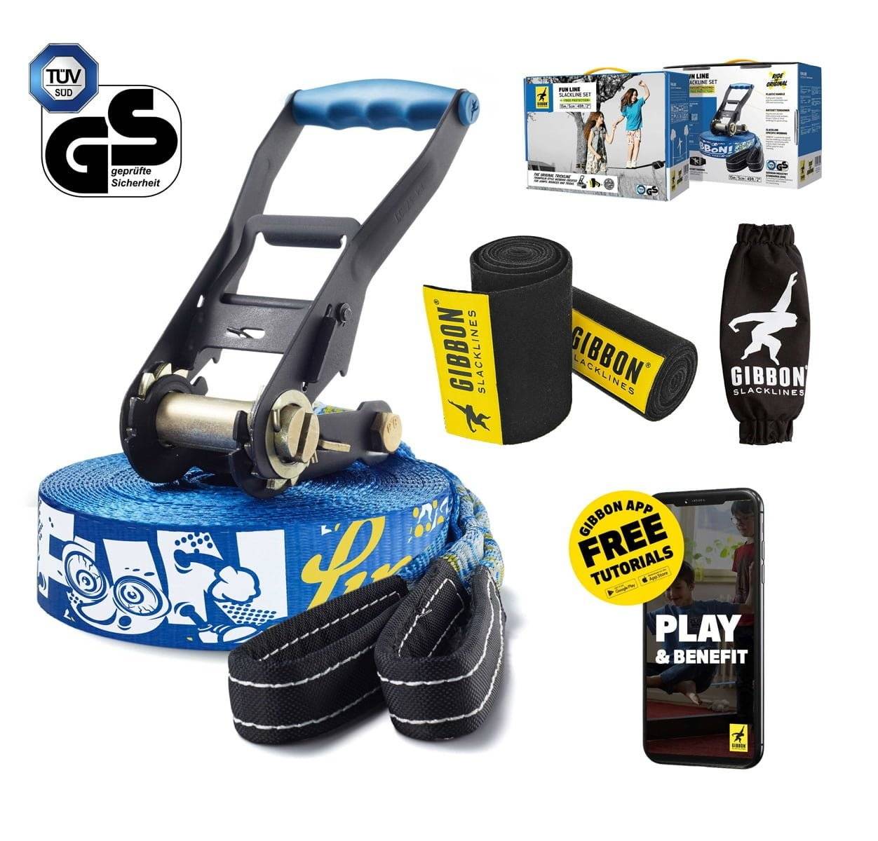 Slackline-Balancierband Funline 15m + Baumschoner – Bild 3