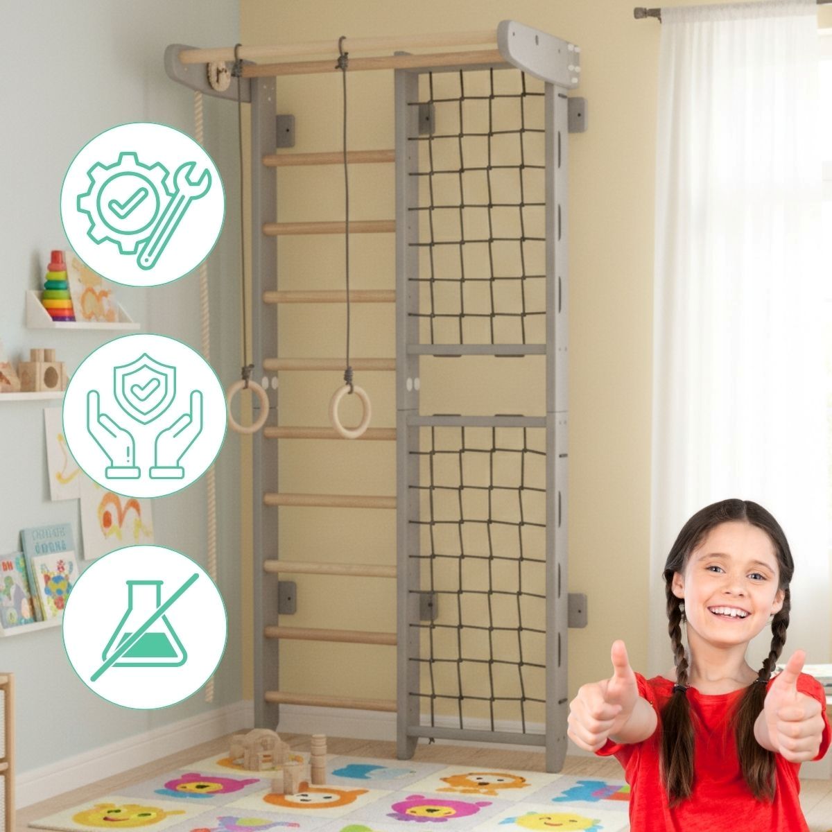 Sprossenwand für Kinderzimmer Kombik – Bild 4