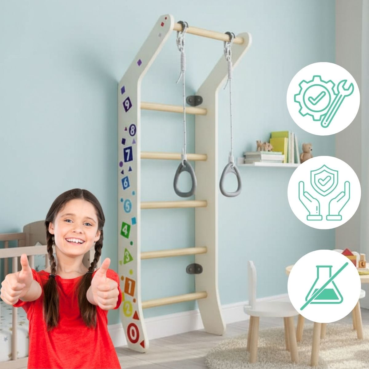 Sprossenwand für Kinderzimmer Mini Color – Bild 4