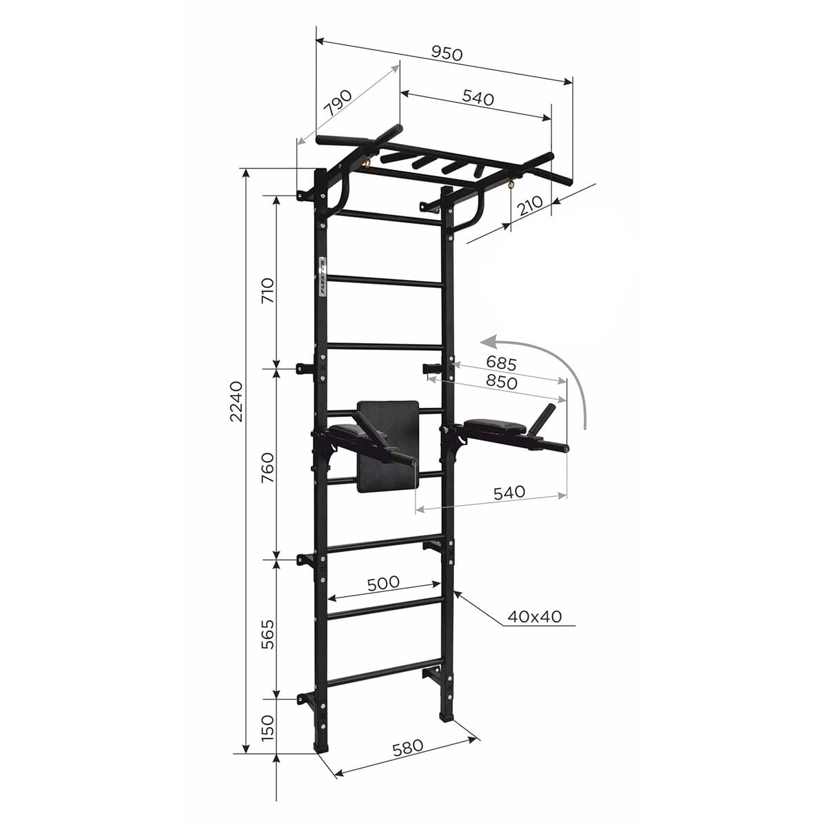 Sprossenwand für Erwachsene Gamma Workout Grand – Bild 3