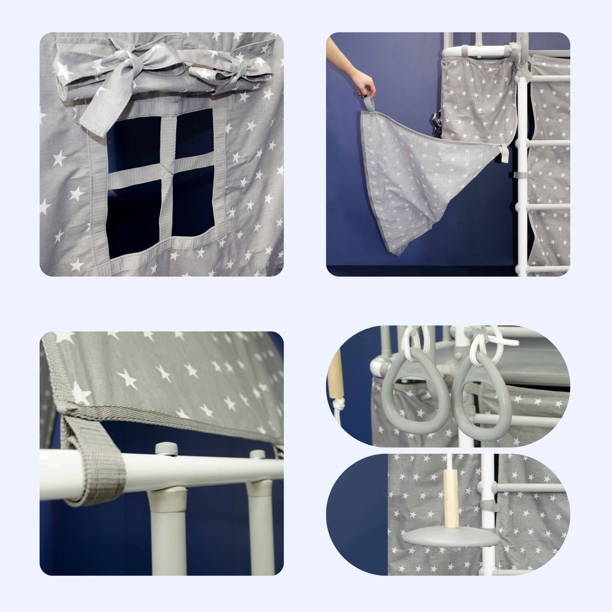 Sprossenwand-Spielturm Indigo Pastell – Bild 3