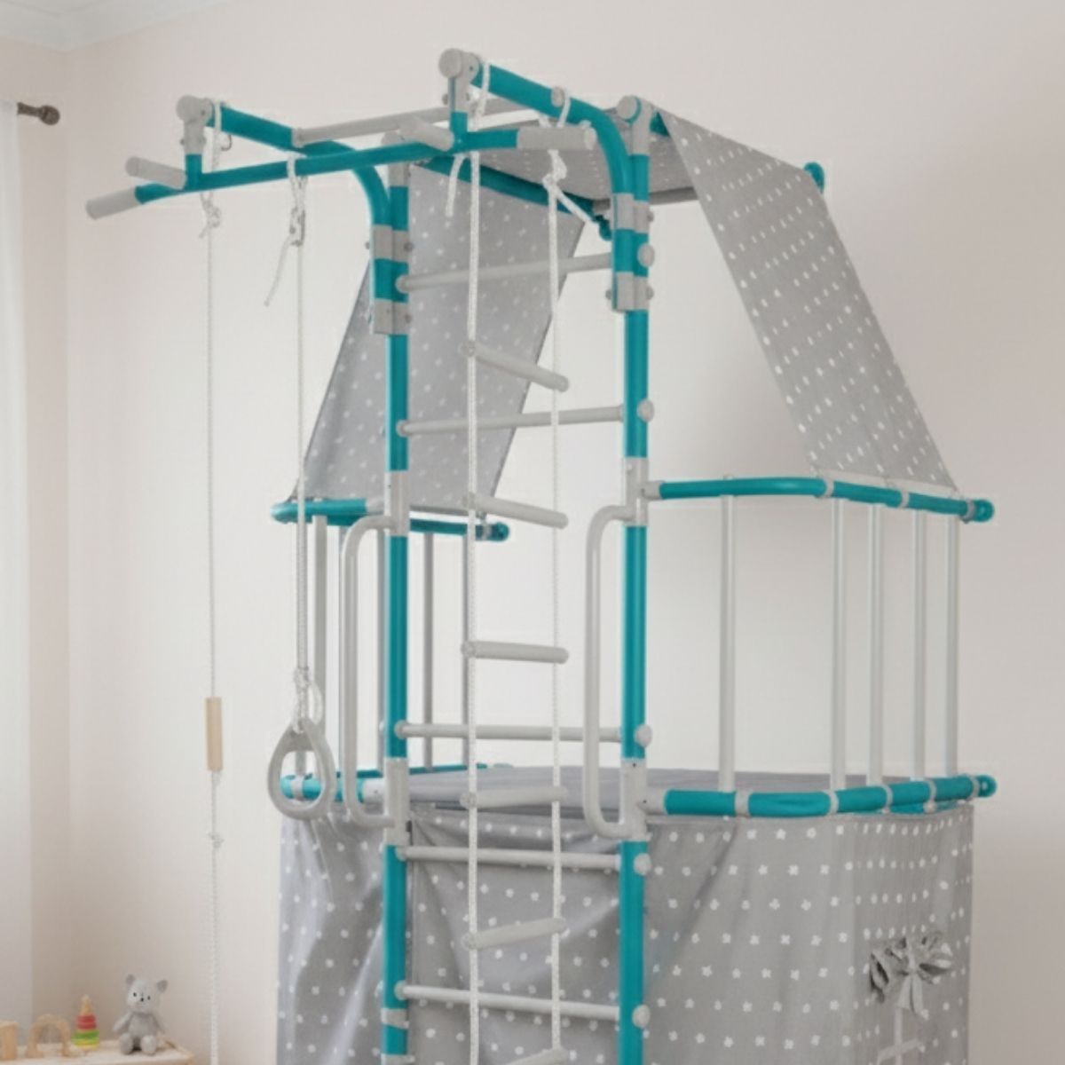 Sprossenwand-Spielturm Indigo Pastell – Bild 14