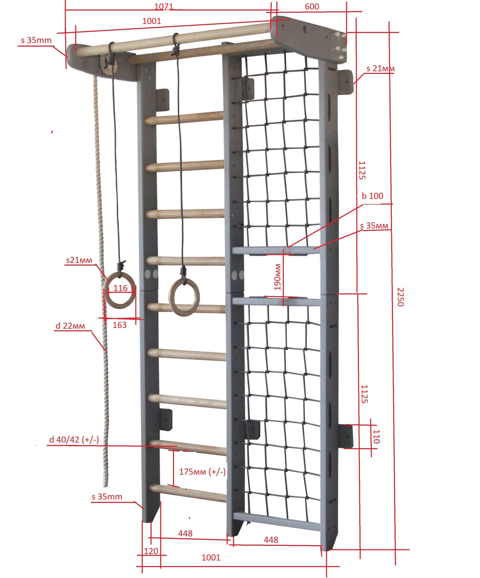 Sprossenwand für Kinderzimmer Kombik – Bild 12